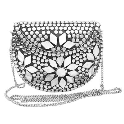 Silver Small Size Metal Bag Coin Purse Ethnic Bridal Kids Bag Party Clutch