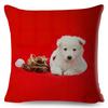 Holiday Puppy Cushion Cover Merry Christmas New Year Design Soft Linen Blend Home Decor Pillow Case