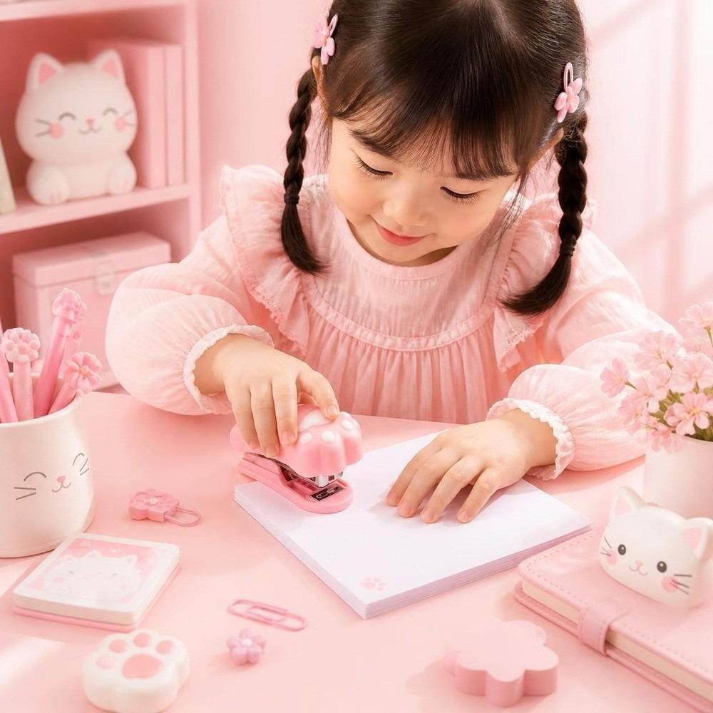 Cute Design Cat Paw Stapler Multifunctional Cat Claw Stapler Binding Machine Mini Stapler Set  Home