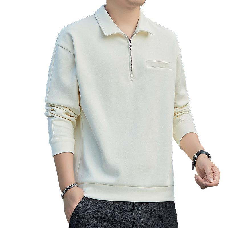 Men's Cotton Half-Zip Stand Collar Hoodie - Versatile Spring/Autumn Sweatshirt
