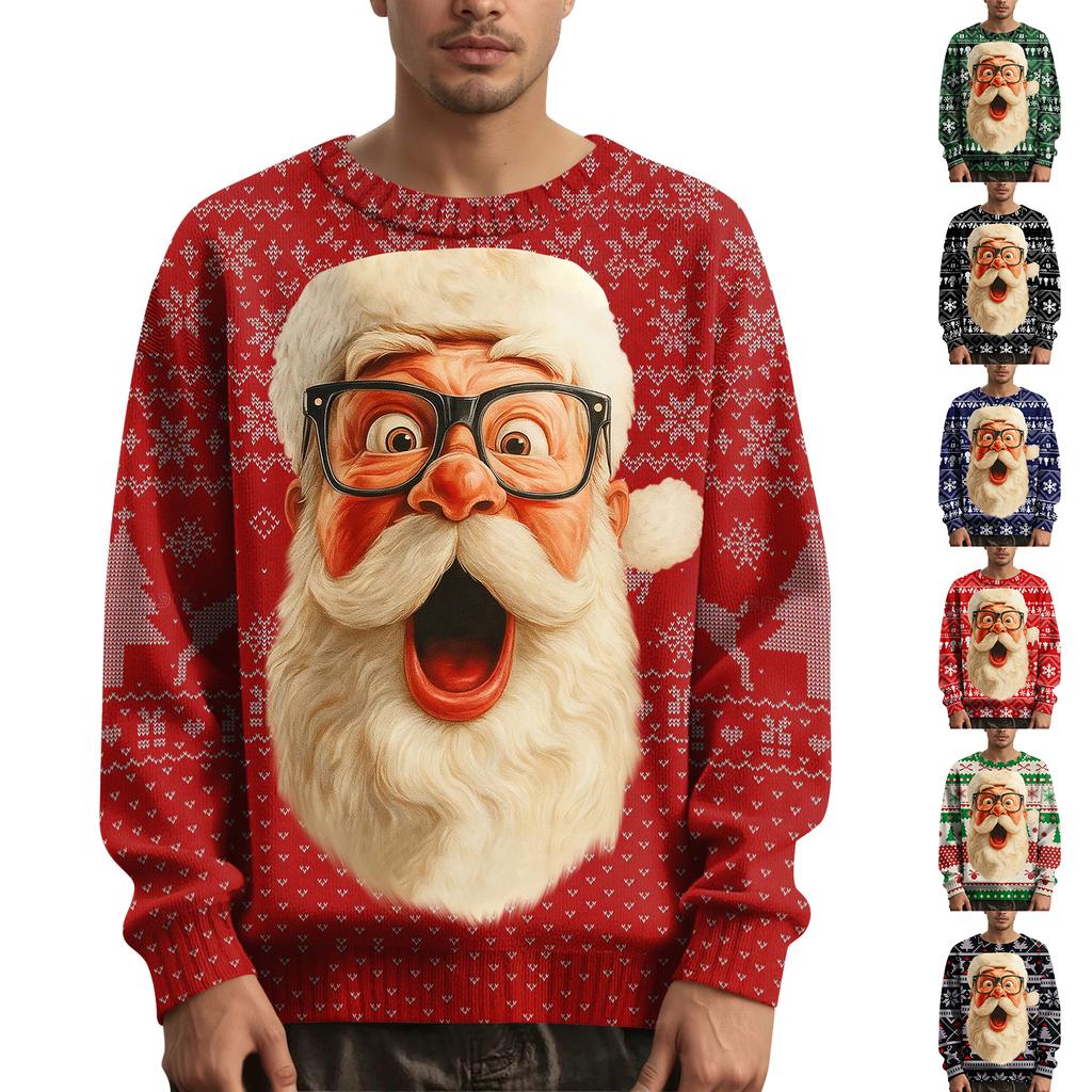 Herren Weihnachts Pullover mit bedrucktem Kragen