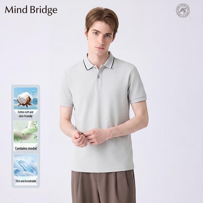 Mind Bridge Men s Short Sleeve Polo Shirt M серебряный серый