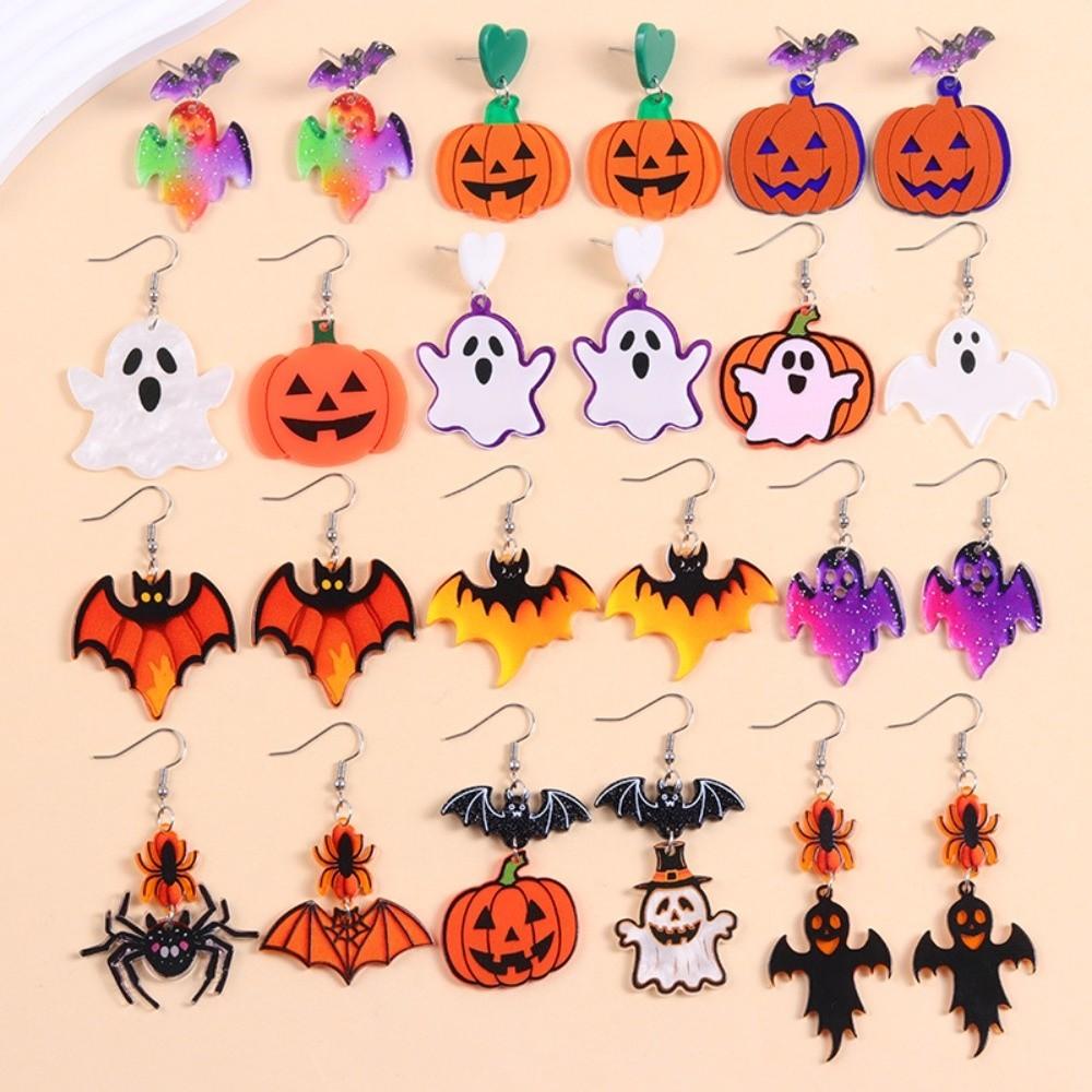 Bat Halloween Earrings Heart Pumpkin Dangle Earrings Fashion Cute Ghost Ear Studs  All Saints' Day