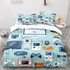 Gamepad Duvet Cover Set Yellow Background with Buttons Boys Playroom Decoration King Size Polyester Quilt Cover with Pillowcases
