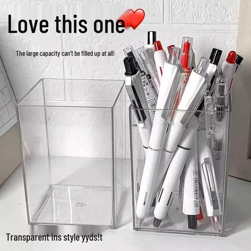 Clear Acrylic Pen Holder: Stylish Organizer for Pens, Pencils & Makeup Tools