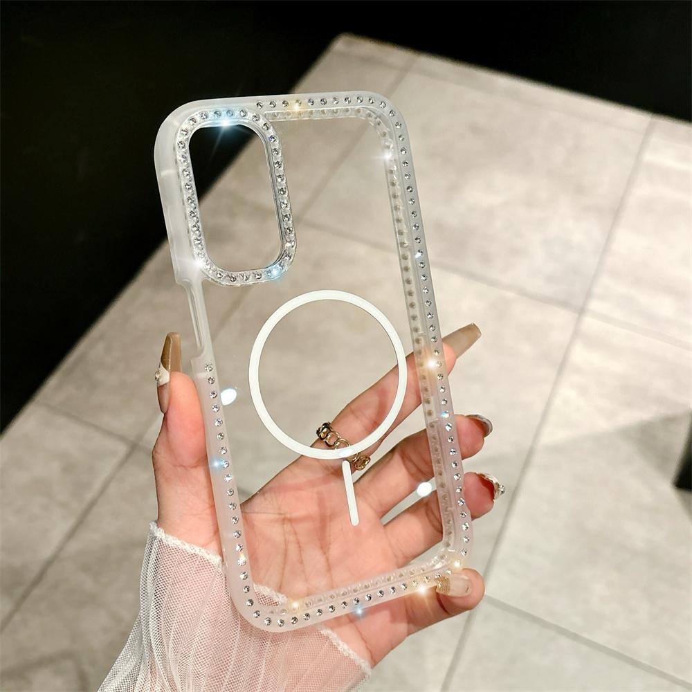 

Прозрачный магнитный чехол для телефона с блестками Diamond Clear для Samsung Galaxy S23 S24 S25 Ultra A56 A55 A35 A15 5G Прозрачный блестящий жесткий чехол For Samsung A15 4G