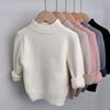 Girls' Fleece-Lined Thick Soft Base Layer Sweater - Half-High Collar for Autumn/Winter