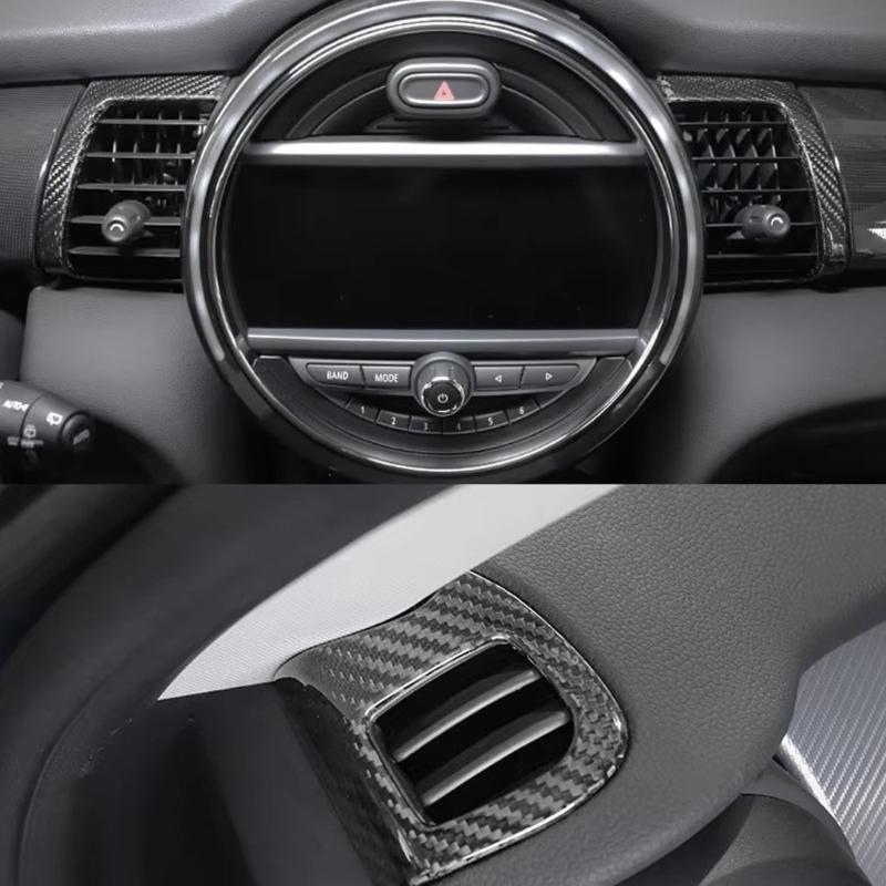 Car Air Outlet Trim Set with Carbon Pattern Finish for F55 F56 F57, 6 Piece Dashboard Accent and ABS Interior Surround for Cabin Styling and Display