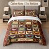 Patchwork Quilt Theme Custom Text Or Name 3Pcs Bedding Set 1 Flat Sheet & 2 Pillowcases Personalized Home Bedding