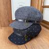 Polka dot octagonal hat, newsboy hat, female star pendant, beret cap, autumn and winter shopping to modify the face shape, temperament hat