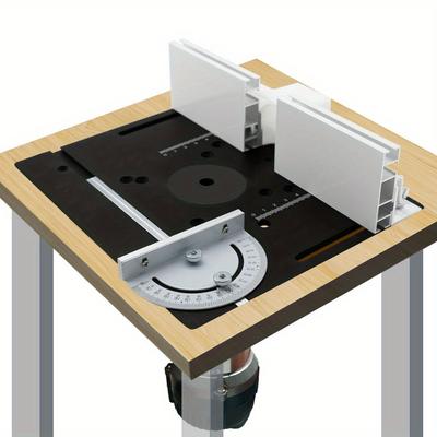 Aluminum Router Desktop Insert Board, Woodworking Bench Router Flip Board With Angled Guide Rail, Aluminum Fence Sliding Bracket