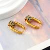 Medieval Women'S High-End Rectangular Colored Diamonds Zircon Temperament Earrings Fashion Commuter Earrings Earrings