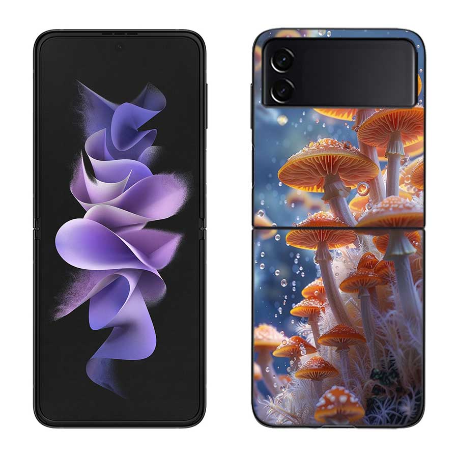 Fungal Aesthetics Phone Case For Samsung Z Flip 7 6 5G Galaxy Z Flip 5 4 3 Black Hard Cell Cover Luxury PC Shell Coque