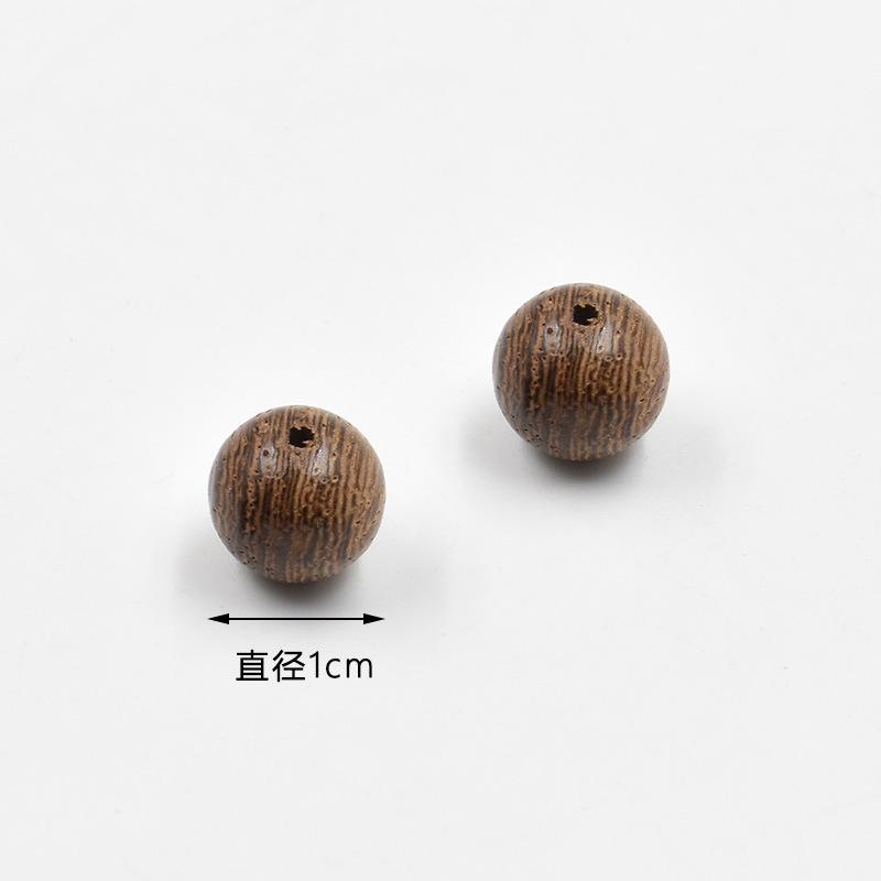 100PCS Dark Brown Wooden Beads Undyed Natural Stripe Round Wood Loose Craft Beads for Bracelets and Jewelry Making