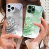 Side Lotus White For IPhone 16 Pro Max 15 Pro 14 13 12 Mini 11 XS Max XR 7 8 Plu SE 2022 Tempered Glass Phone Case