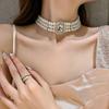 Artificial Pearl Crystal Diamond Necklace European and American Exaggerated Atmosphere Short Neck Choker Retro Internet Celebrity Necklace