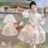 Girls' Chinese Hanfu Dress: Spring & Autumn Mamian Skirt Set for Little Performers