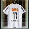 ZX SummerClassic 1112 Santossi Puur Katoen Voetbalshirt Retro Kleine Neymar Voetbal Volwassen Heren en Dames Groot Korte Mouwen