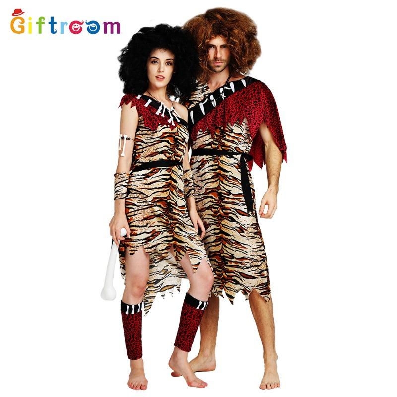 Halloween Jiahua Masquerade Couple Parent-Child Stick Sasquatch Savage Indigenous People Costume Funny Performance Costume