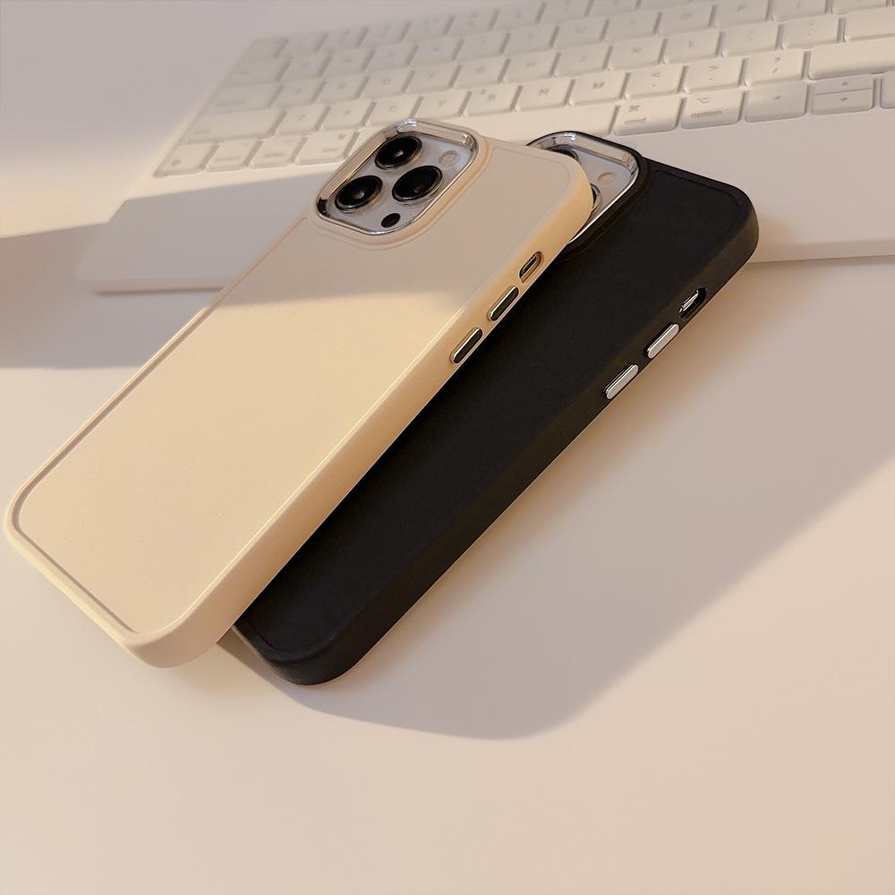 Electroplated Lens Iphone16 Compatible with Apple 17 Phone Case Soft 14 Silicone 13 Simple Solid Color 15pro Max