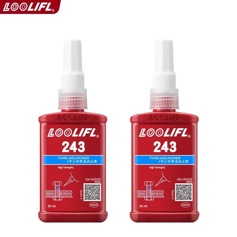 Loolifl 243 Thread Locker Blue Oil Resistant Anaerobic Glue Medium Strength Screw Adhesive Anti-Loose Sealant Removable Metal