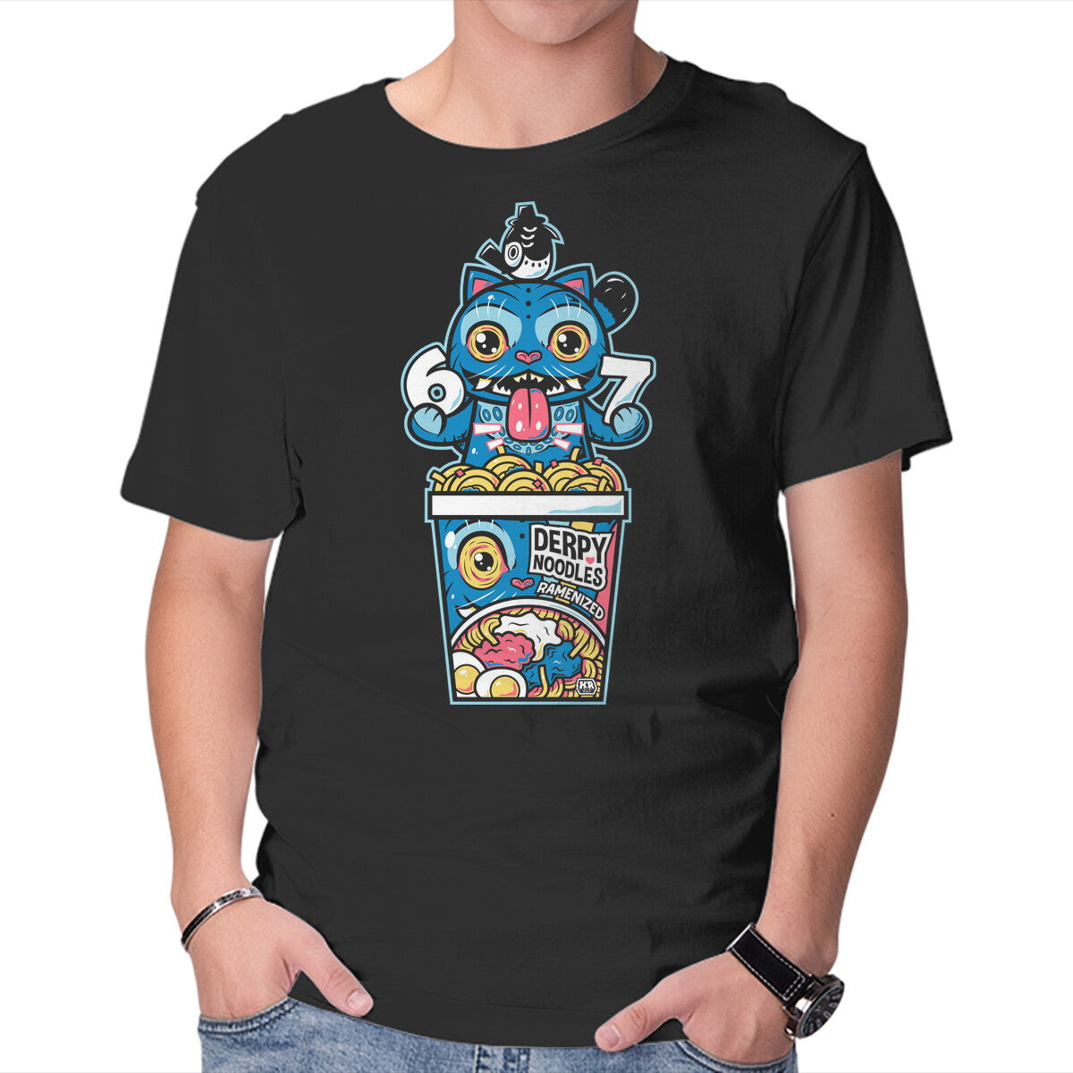 Unisex Crew Neck T-Shirt Derpy Noodles Graphic Short Sleeve Casual Tee XXXL
