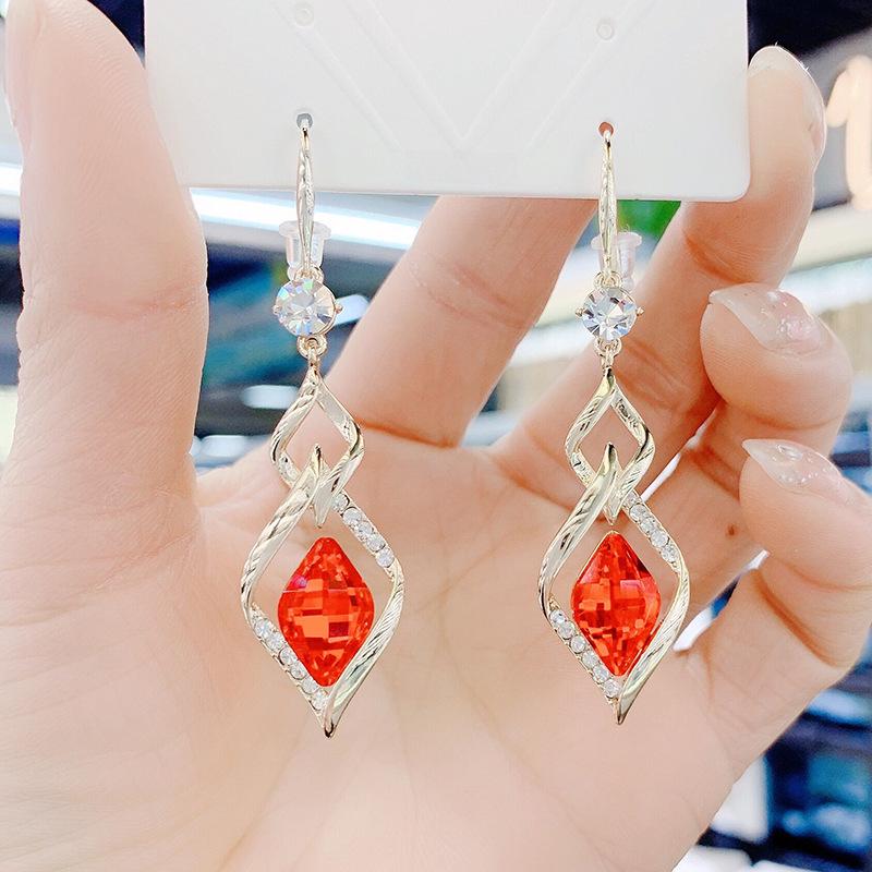 „Ohrringe mit Quaste und Kristallrauten im koreanischen Stil für Damen – lang und modisch mit Diamanten besetzt“