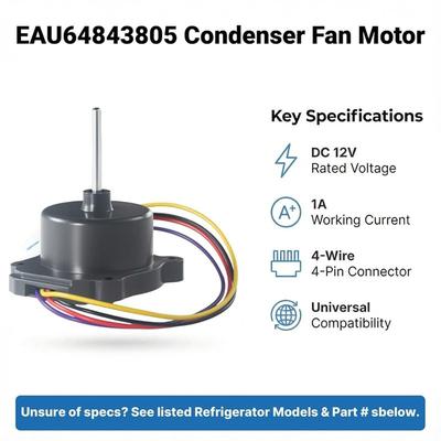 Upgraded EAU65058502 EAU64843805 Refrigerator Condenser Fan Motor (4-Pin DC 12V) - for Refrigerator Fan Motor Replace