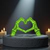 Yousheng Skeleton Love Gesture Statue Resin Heart Shape Hands Sculpture Gothic Heart Skeleton Finger Gesture Figurine Romantic Halloween Gift