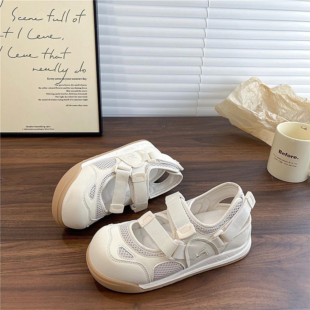 Velcro little white shoes women's shoes summer new chic niche design Mary Jane Forrest Gump board shoes