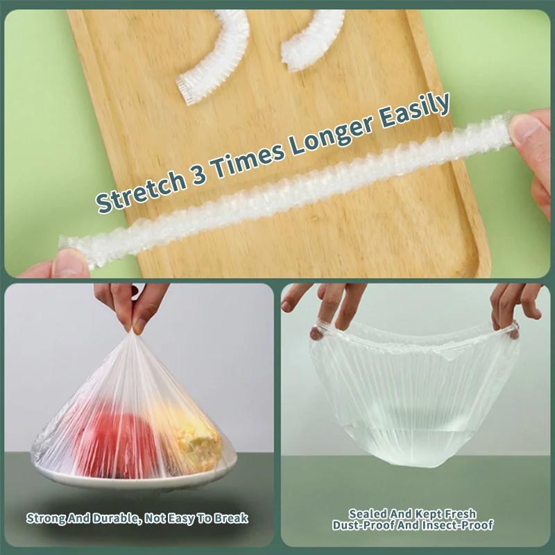 100Pcs Disposable Plastic Wrap Fresh-Keeping Film Cover Bowl Covers Bag Food Fresh Seal Dust-Proof Vacuum Bag Kitchen Accessorie