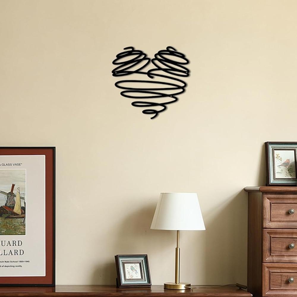 Continuous Line Metal Heart Wall Art, Abstract Sculpture Romantic Home Decor, Love Symbol Gift for Valentine's Day Christmas Wedding