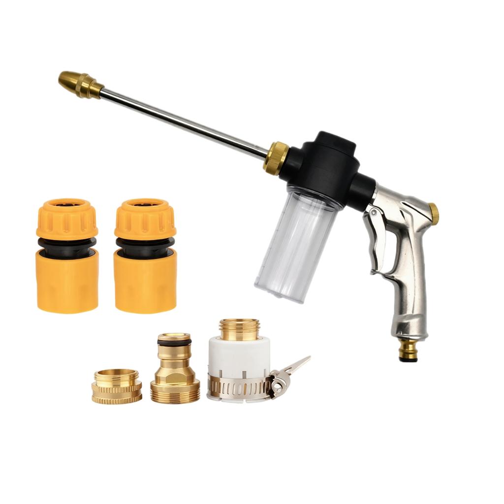 High Pressure Foam Gun with Long Metal Lance Foam Cannon for Car Cleaning Home Use Adjustable Nozzle and Multiple Connectors