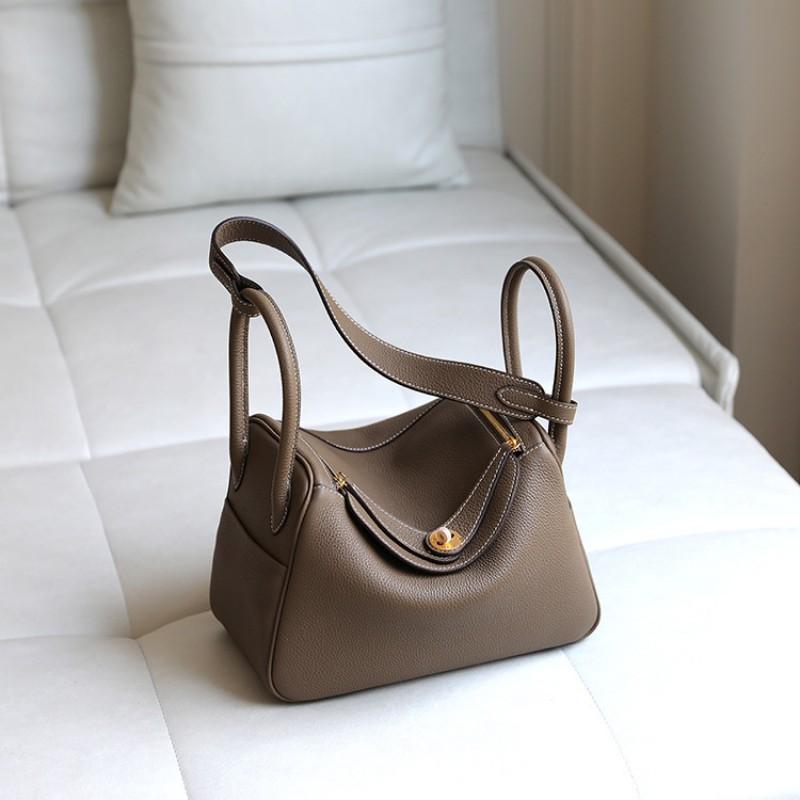 Lindi Bag Leather Top-layer Cowhide High-quality Feel Doctor Single-shoulder Slanting Hanging Handbag Medium