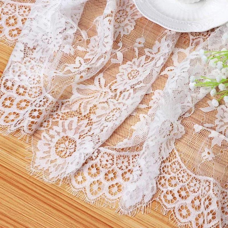 33x300cm White Polyester Table Runner Vintage Lace Wedding Birthday Party Desktop DIY Decor Home Romantic Atmosphere Tablecloth