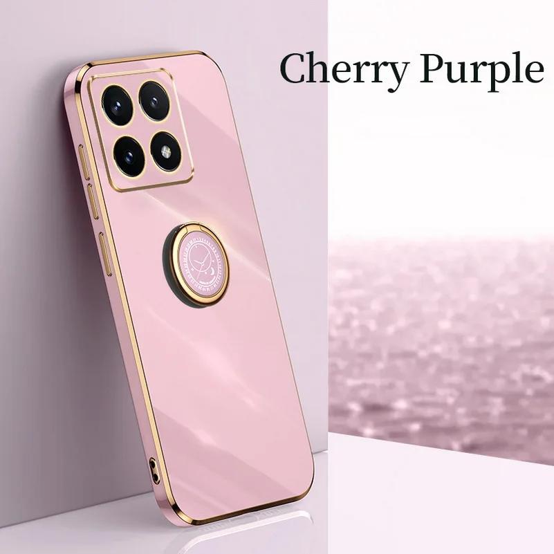 For Xiaomi 15T Pro Case Ring Stand Holder Phone Case For Xiaomi Mi 15 T Plating Bracket Soft Silicone Shockproof Back Cover