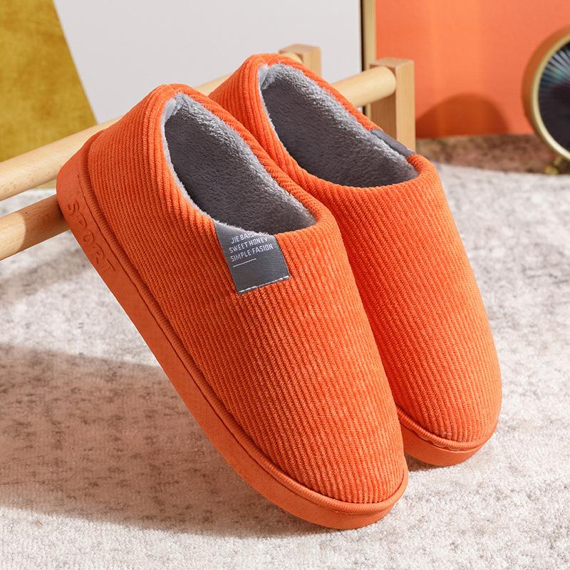 Bag heel cotton slippers women's autumn and winter couple indoor household thick-soled warm home non-slip plush confinement shoes men