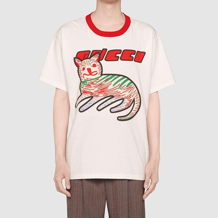 Gucci Cat Print Oversize T-shirt 'off white' Men's 616036-XJCVU-9125