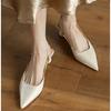 Fashion New Style Fashion Women's French Satin Style Sandals Spring Women Baotou Mid Heel Design Luxury Pointed Versatile Single Shoes