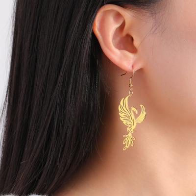 My Shape Phoenix Drop Earrings for Women Beautiful Fire Bird Animal Dangle Earring Stainless Steel Fashion Jewelry Mother's Day