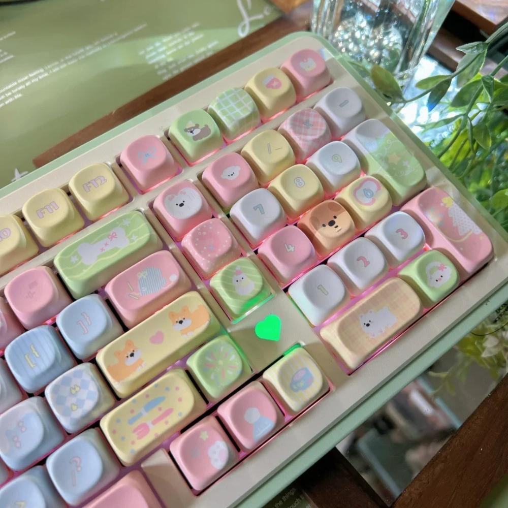 MAIMOOO Puppy Party Keycap Five-Sided Thermal Sublimation Customized Moa Pbt Material Cute  For Diy Keyboard Keycap