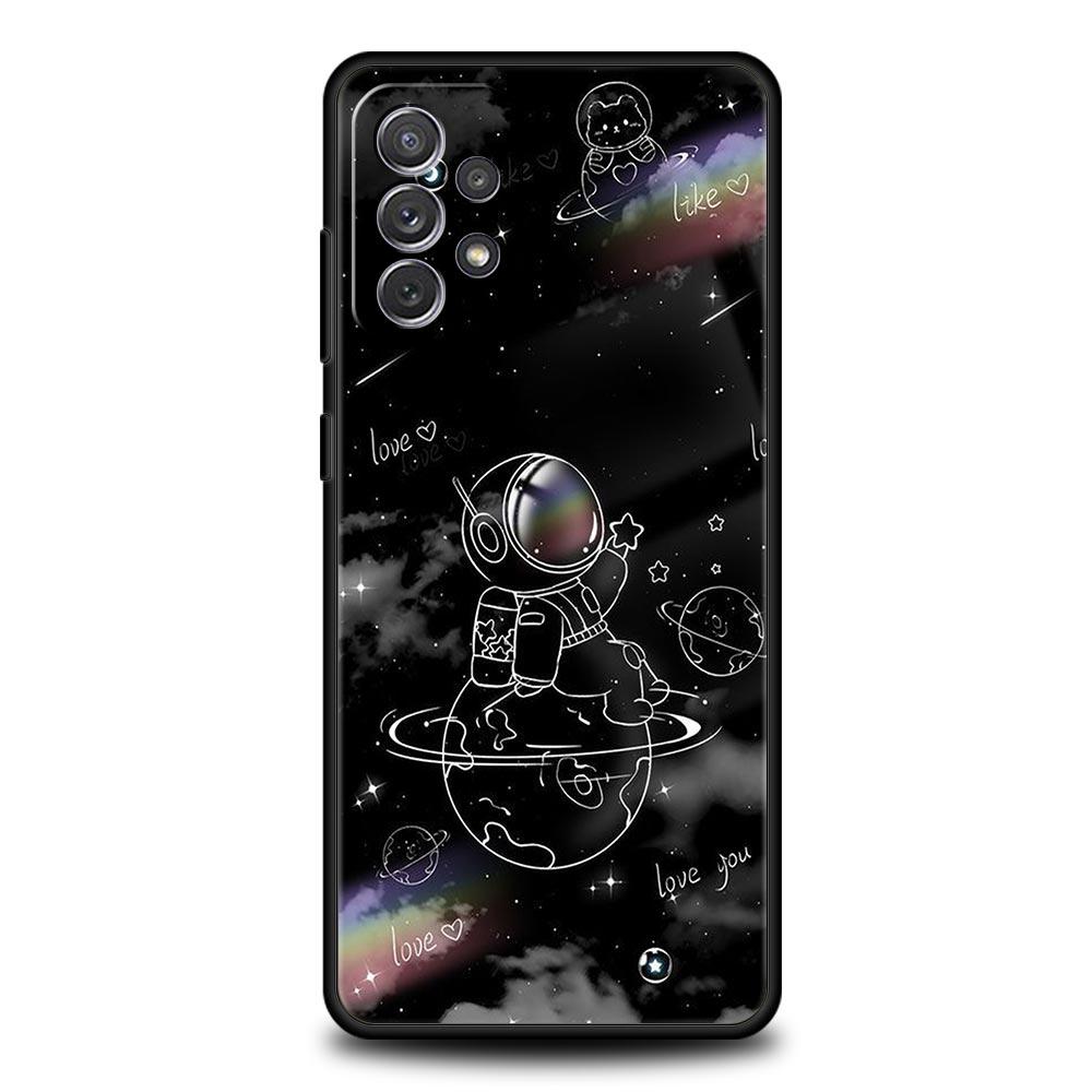

Милый Мультяшный Космический Астронавт Чехол для Телефона для Samsung Galaxy A13 A51 A71 A21S A12 A11 A31 A41 A23 A53 A73 A52 A32 5G A03S Samsung A51