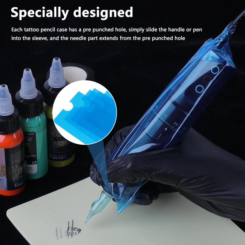 200Pcs Big Tattoo Pen Bags Tattoo Pen Machine Sleeve Covers Black Blue Clip Cord Sleeves Tattoo Accessories