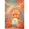 Cute Ghost Black Cat Canvas Gallery Wall Prints Halloween Floral Bat Wall Art Soft Pastel Fall Farmhouse Holiday Home Decor Gift