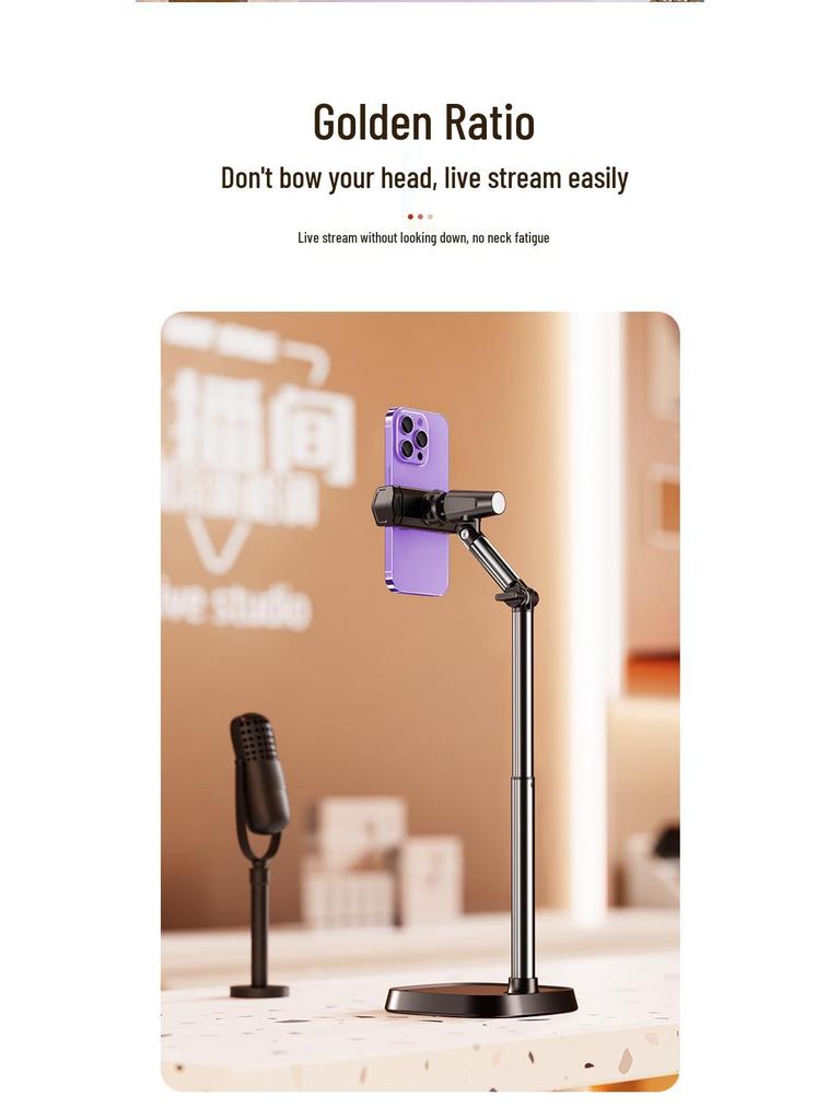 Rilipu Dual Device Adjustable Aluminum Phone Stand for Live Streaming and Overhead Shots