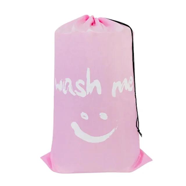 Nylon Laundry Bag Travel Storage Pouch Machine Washable Dirty Clothes Organizer Folding Wash Drawstring Bag Bathroom Accessories