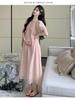 2026 Summer New Maternity Fairy Dress: Simple Round Neck, Loose Fit with Slimming Belt