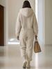 2025 Lambswool Hooded Zipper Jumpsuit: Winter Fashion