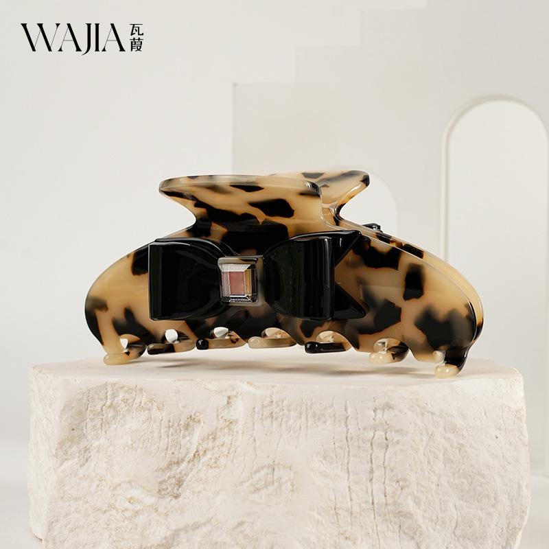 WJia French Luxury Rhinestone Bowknot Acetate Claw Clip