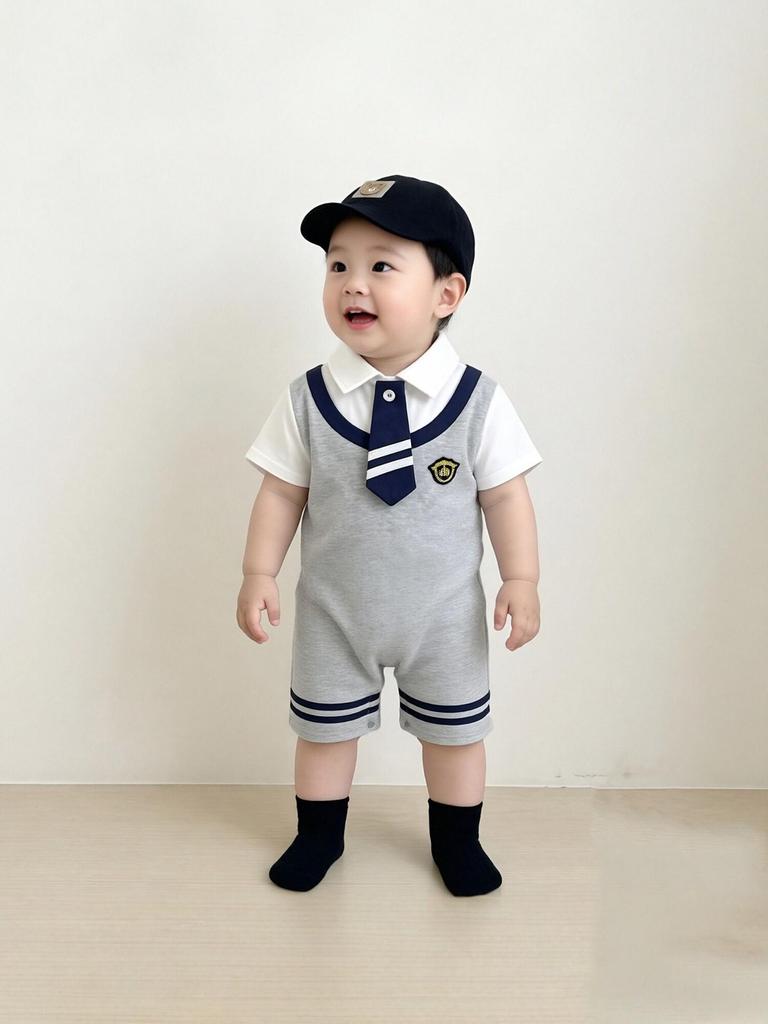 Stylish Summer Romper for Baby Boys: Little Gentleman Crawling Suit for Newborns